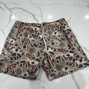 Burma Bibas Men's Floral Swim Trunks Size L Cotton Mesh Lined Tropical Shorts